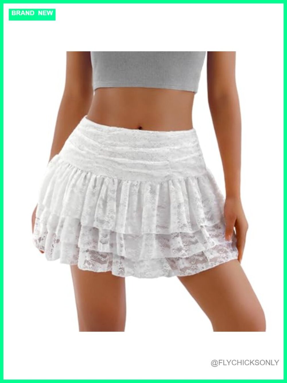 Women's Sheer Lace Mini Skirt A-Line Ruffled High Waisted Skort